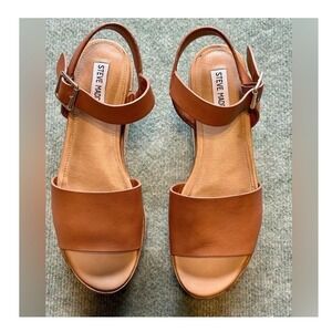 Steve Madden Tan Kemmy Leather Tan Sandals Heeled